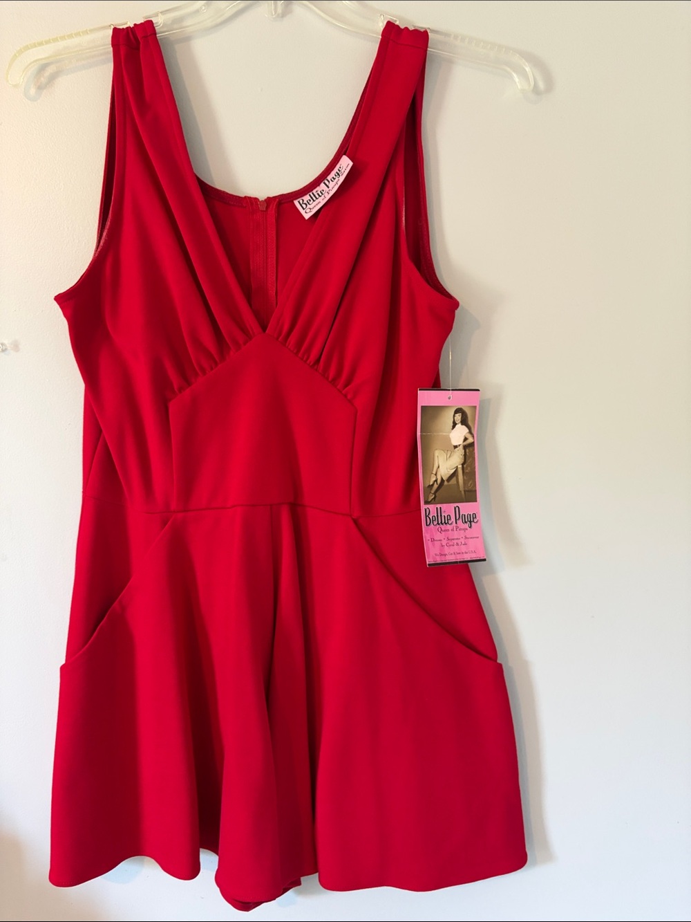 Bettie Page Red Sleeveless Romper